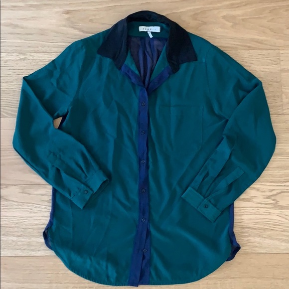 SANDRO SEMI SHEER COLORBLOCK BUTTON UP - Picture 1 of 4